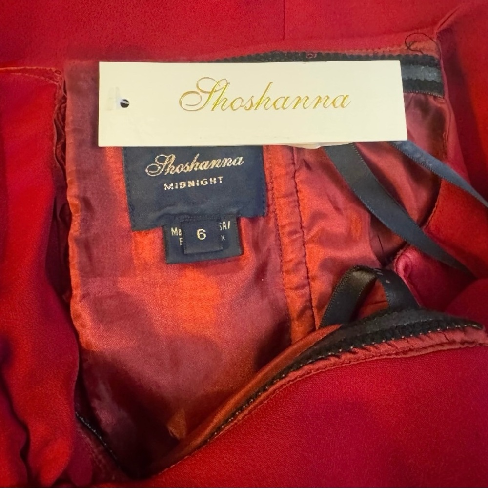 Shoshanna Midnight Solid Redd Wells Off the Shoulder Ruffle Cocktail Gown Size 6 - Picture 13 of 14